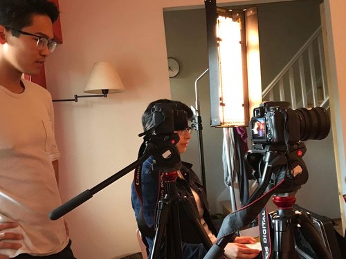 Filming on set